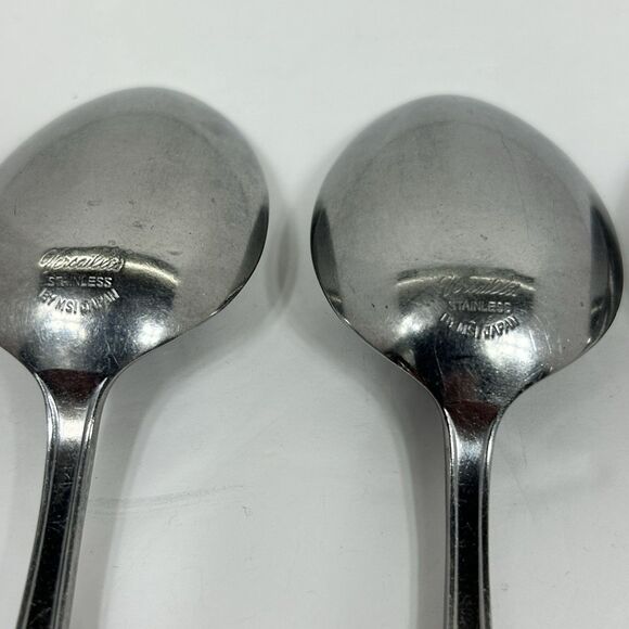 Versailles Stainless Serving Spoons Slotted MCM 8" MSI Flatware Japan Floral - Picture 10 of 13